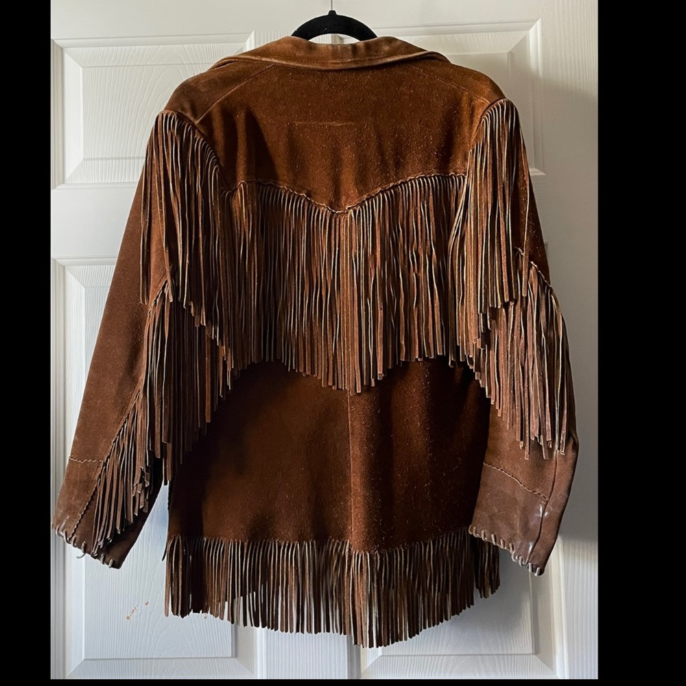 Western vintage (genuine) 1970s uni-sex fringe leather/suede jacket